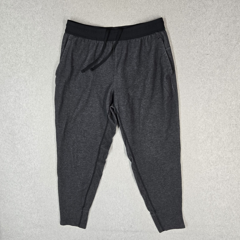 Nike Women Activewear Pants L Gray Joggers Yoga Dri Fit Drawstring 27" Inseam